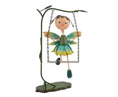 Green Jem kniend Fairy auf Schaukel Metall Garten Dekoration, Blau/Gelb, 30 x 18 x 42,5 cm