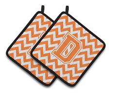 Caroline s Treasures Buchstabe D Chevron orange & weiß Paar Topflappen cj1046-dpthd, 7.5hx7.5 W, multicolor
