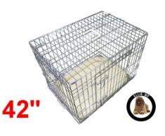 Ellie-Bo Hundekäfig, zusammenklappbar, mit 2 Türen, extrastark, mit Bett aus künstlichem Schaffell, Größe XL