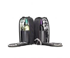 Dual Tote Maximale Isolierung. Für bis zu 4 Flaschen Reißverschlüsse auseinander zu 2 einzelnen Taschen, 2 Gel-infused Kühler & 6 Taschen.