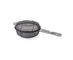 OUTSET 76163 Grillpfanne mit abnehmbarem Griff, antihaftbeschichtet Chefs Outdoor Grillkorb und Bratpfanne 1 EA Black Chefs Outdoor Korb und Bratpfanne
