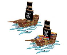 Beistle Tafelaufsatz Piratenschiff 2er-Set 18.5 x 25.5 mehrfarbig
