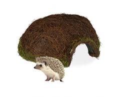 Relaxdays Igelhaus, Iglu, Winterquartier für Garten, wetterfeste Igelkuppel aus Rattan HxBxT 20 x 52 x 45 cm, Natur