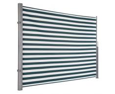 Ultranatura Maui Seitenmarkise, Seitenwandmarkise ausziehbar, Seitenrollo Balkon, Terrasse und Garten, Windschutz und Sichtschutz robust, 300 x 180 cm, grün/weiß