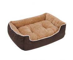 FEANDREA Hundebett, weiches Hundekorb, L, mit abnehmbarem Kissen, 90 x 25 x 75 cm, braun und beige PGW06YC