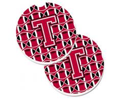 Caroline s Treasures Buchstabe T Fußball Crimson & Weiß Set von 2 Tasse Halterung Auto Untersetzer cj1079-tcarc, 2,56, multicolor