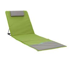 Meerweh Strandmatte XXL mit Lehne Strandliege Isomatte Picknickdecke ca. 200x60cm Sonnenliege, grün/grau, 200 x 60 x 68 cm