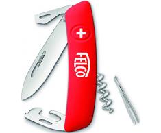 Felco Taschenmesser, Klappmesser, Schnappmesser (9 Funktionen inkl. Korkenzieher Robuste Klinge aus Edelstahl Kratzfester Soft Touch Griff) 503, Rot