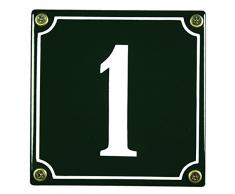 Buddel Bini Wetterfestes Emaille Hausnummernschild 1 12 x 12 cm, sofort lieferbar, grün