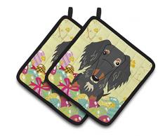 Caroline s Treasures bb6128pthd Ostern Draht Fell Dackel Paar Topflappen, 19,1 x 19,1 cm Multicolor