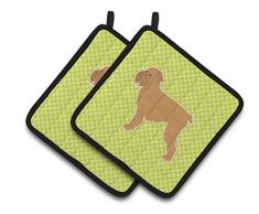 Caroline s Treasures Brussels Griffon Schachbrett grün Paar Topflappen bb3840pthd, 7.5hx7.5 W, multicolor