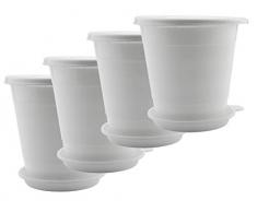 darware Topf Orchidee Sets (4er Pack); inkl. Mesh Innen Topf, außen Topf, Tablett, 12 Stück total, weiß, 11,4 cm hoch von 12,7 cm Durchmesser