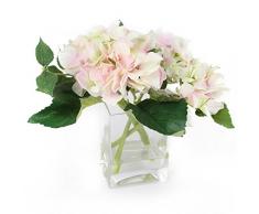 Closer 2 Nature Artificial Flower, Künstliche Hortensie Anordnung in Deko Vase, 18 cm, grün/rosa