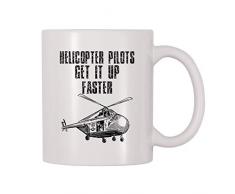 Kaffeetasse mit 4 All Times Helicopter Pilots Get It Up Faster 11 Oz weiß