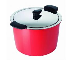 KUHN RIKON 30713 Thermokochgeschirr HOTPAN Kochtopf mit Deckel, rot, 5 Liter, 22 cm, dampfgaren, warmhalten, induktionsgeeignet, spülmaschinengeeignet, Edelstahl