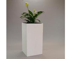 Pflanzkübel Blumenkübel Blumentopf Fiberglas Säule LxBxH 30x30x60cm perlmutt weiß