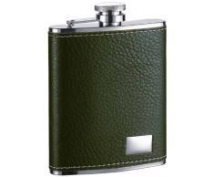 VisolEclipse S Flachmann aus Leder und Edelstahl dunkelgrün