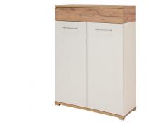 Germania 3770-513 Schuhschrank GW-Topix in WeiÃ/Navarra-Eiche-Nachbildung, 89 x 118 x 37 cm (BxHxT)