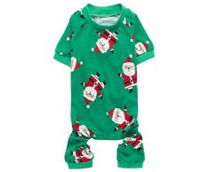 Lanyar Weihnachtspyjama für Hunde, 100% Baumwolle, Santa Claus Rudolph Rentier, Medium(Back Length 16 Chest 20-22), Grüner Weihnachtsmann