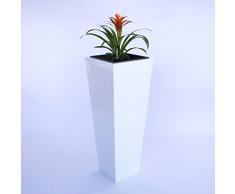 Pflanzkübel Blumenkübel Blumentopf Fiberglas Säule konisch LxBxH 38x38x100cm hochglanz weiß.