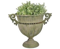 Esschert Design Aged Metal Grün Vase rund L aus veraltetem Metall, 39,5 x 28,0 x 30,6 cm