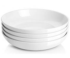 Y YHY Pasta Schalen aus Porzellan, ca. 23 cm, groß, Weiß, 4 Stück