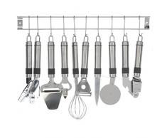 Bakaji 2824379 Küchenutensilienhalter, Edelstahl, Metall