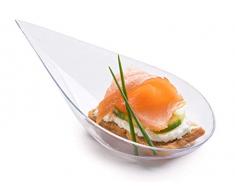 Zappy – 100 transparente, 10,2 cm große Vorspeisenlöffel, transparente Kunststofflöffel, Probierlöffel, Suppenlöffel, asiatische Löffel, Dessertschalen, Schüsseln, Tropfen-Teller, Löffel