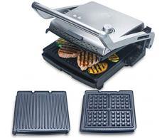 Solis Kontaktgrill mit abnehmbaren Grillplatten, Inklusive Waffel-Backplatten, Stufenlose Temperaturregulierung, 1800 Watt, Grill & More + Waffel (Typ 7952)