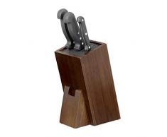 Relaxdays 10024668 Messerblock mit Borsten, Küchenblock unbestückt, für 6 Messer, Holzblock aus Bambus, HBT 25x11x17 cm, braun