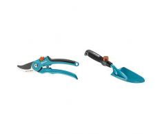 Gardena Classic Gartenschere blau 38 x 15 x 18 cm & combisystem-Blumenkelle: Gartenschaufel für An- und Umpflanzarbeiten, Arbeitsbreite 8.5 cm, aus Qualitätsstahl, duroplastbeschichtet