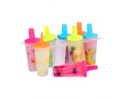 Relaxdays Eis am Stiel Formen, 8 Stück, Eisformen, Ice Pop, DIY, bunt, für Kinder und Erwachsene, rund, transparent