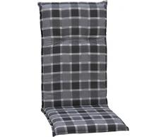 Beo Gartenstuhlkissen Sitzkissen Polster Stuhlkissen für Hochlehner kariert grau Weiss anthrazit
