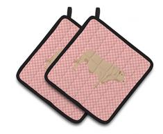 Caroline s Treasures bb7826pthd de Charolais Kuh Rosa kariert verziert Topflappen, 19,1 x 19,1 cm Multicolor