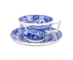 Spode Blue Italian Teetasse und Untertasse, 4 Stück