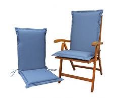 Indoba 2 x Sitzauflage Hochlehner Premium Polsterauflage, Blau