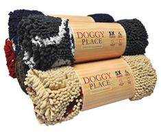 My Doggy Place Fußmatte, sehr saugfähig, Mikrofaser, strapazierfähig, schnell trocknend, waschbar, verhindert Schmutz, hält Ihr Haus sauber, Large (36 x 26), Brown w/Paw Print