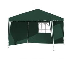 Vanage Pavillon Stella grün aus Aluminium mit 2 Seitenwänden, 300x300x260cm, Faltpavillon einsetzbar als Gartenpavillon, Party- und Festzelt, Camping- und Festival-Zelt, Gartenmöbel