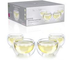 Teabloom Doppelwandige Tassen – Set mit 4 Isolierglasbechern für Tee, Kaffee, Espresso und mehr - 150ml – Classica Teetassen Kollektion