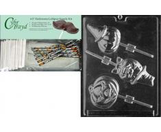 Cybrtrayd 45stk50h-h032 sortiert Kürbis Lollys Halloween Schokolade Form mit Lollipop Supply Kit