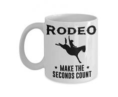 PixiDoodle Western Cowboy und Cowgirl Bronc Riding Rodeo Kaffeetasse 11 oz weiß