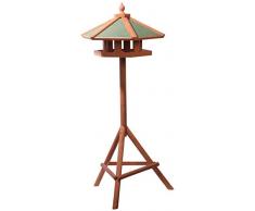 dobar 49301FSC Großes Vogelhaus mit Ständer, Vogelfutterhaus XL für Wildvögel 6-eckig, braun