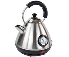 Syntrox Germany WK-2200W-1.7T Inox 2200 Watt 1,7 Liter Edelstahl schnurlos Wasserkocher mit Thermometer 360° cordess Wasserkessel Teekessel