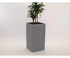 Pflanzkübel Blumenkübel Pflanztopf Blumentopf Übertopf Fiberglas Säule LxBxH 38x38x80cm grau.