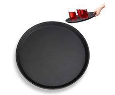 Relaxdays Gastro Tablett, rutschfeste Oberfläche, hoher Rand, Kellnertablett für Café, Bar, Restaurant, Ø 35 cm, schwarz