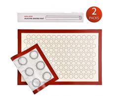 Silikon-Backmatten 2er Set, hitzebeständig, rutschfest, Tischset, BPA-frei, Antihaft-Matte aus Silikon für Backpfannen/Macaron/Cookie/Knoten/Brot