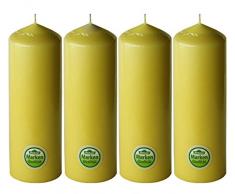 Dehner Stumpenkerze 4er Set, Ø 6.7 cm, Höhe 20 cm, gelb