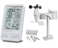 Bresser Wetterstation Funk mit Außensensor Wetter Center 5-in-1 (5,5 Zoll Display, Außensensor für Temperatur, Luftfeuchtigkeit, Luftdruck, Windgeschwindigkeit, Windrichtung und Regenmesser) Weiß