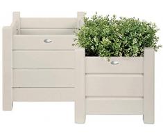 Esschert Design Übertopf, Blumenkasten 2er-Set in weiß, quadratisch, Verschiedene Größen