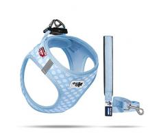 Curli Vest Geschirr Air-Mesh + Basic Leine, Skyblue-Circles